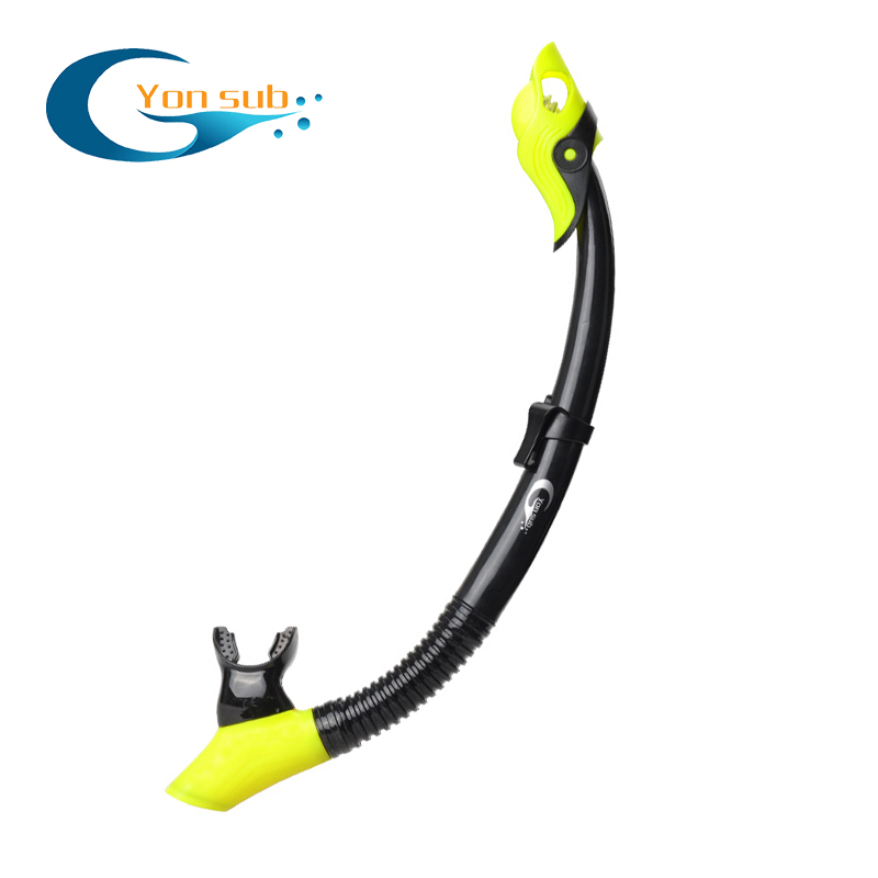 Yellow color silicone soft tube diving scuba dry snorkel