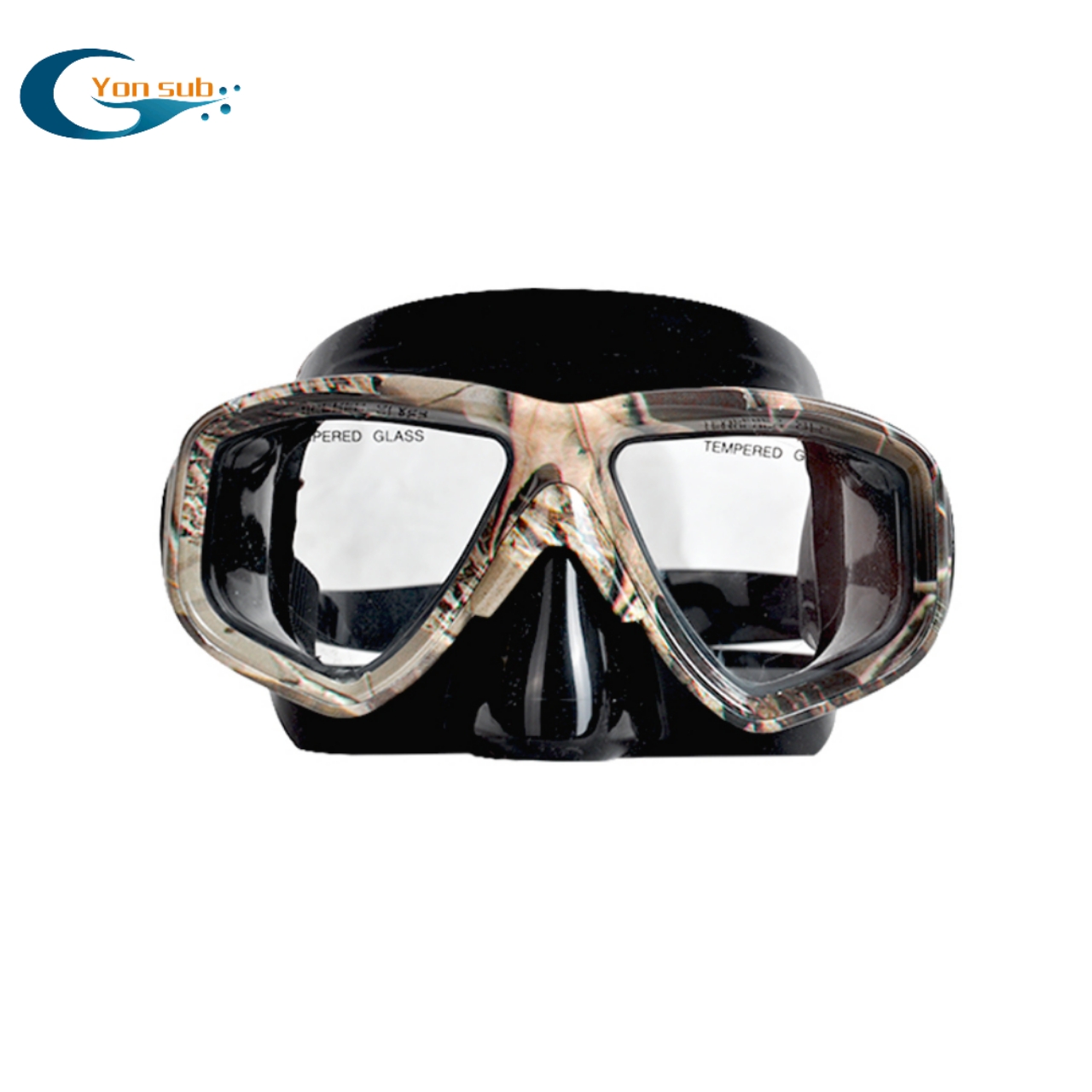 Camo adult adjustable buckle silicone diving mask 