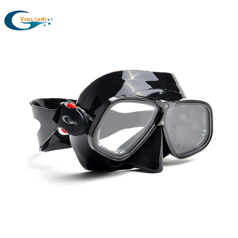 Black color aluminium alloy frame silicone spearfishing diving mask 