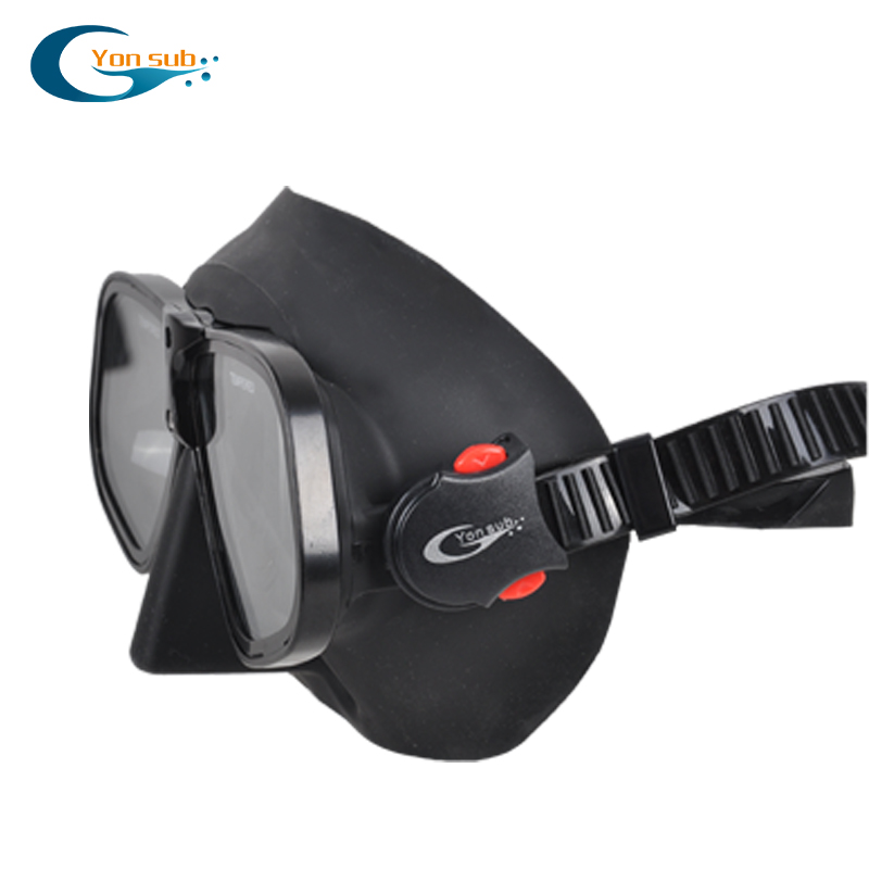 Black color aluminium alloy frame silicone spearfishing diving mask 