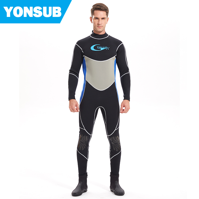 3 mm long sleeve neoprene one piece diving wetsuit