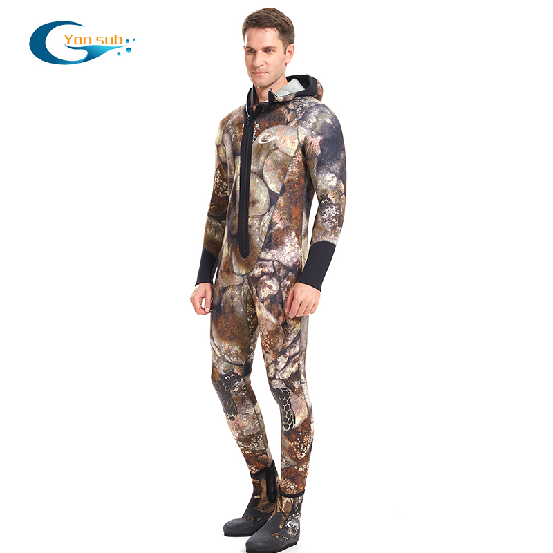 Hood design 5 mm camouflage neoprene wetsuit