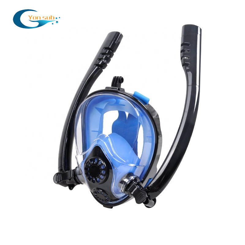 Full face scuba dry diving mask with two snorkel
