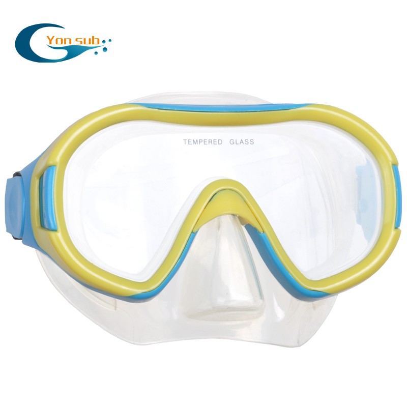Yellow color adult scuba diving snorkel face mask for sale