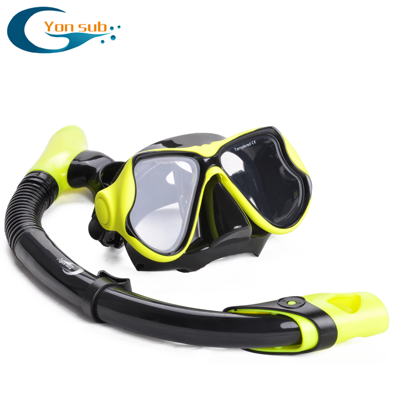 Silicone Scuba Diving Swimming Mask and Snorkel Set Tempered Glass Double Lenses Swimming Goggles Underwater Equipment