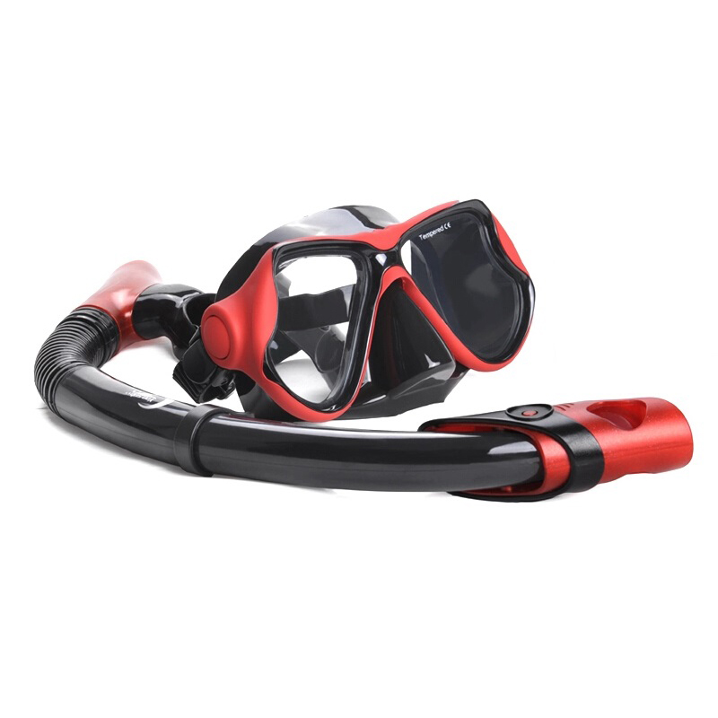 Silicone Scuba Diving Swimming Mask and Snorkel Set Tempered Glass Double Lenses Swimming Goggles Underwater Equipment