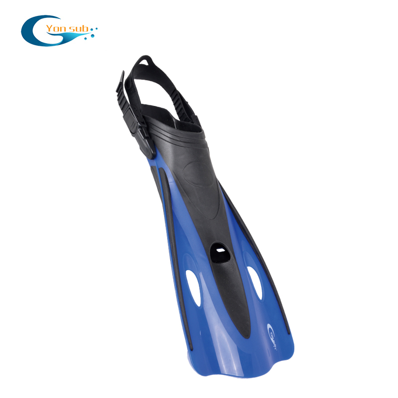 Short swimming open heel adjustable strap diving fins